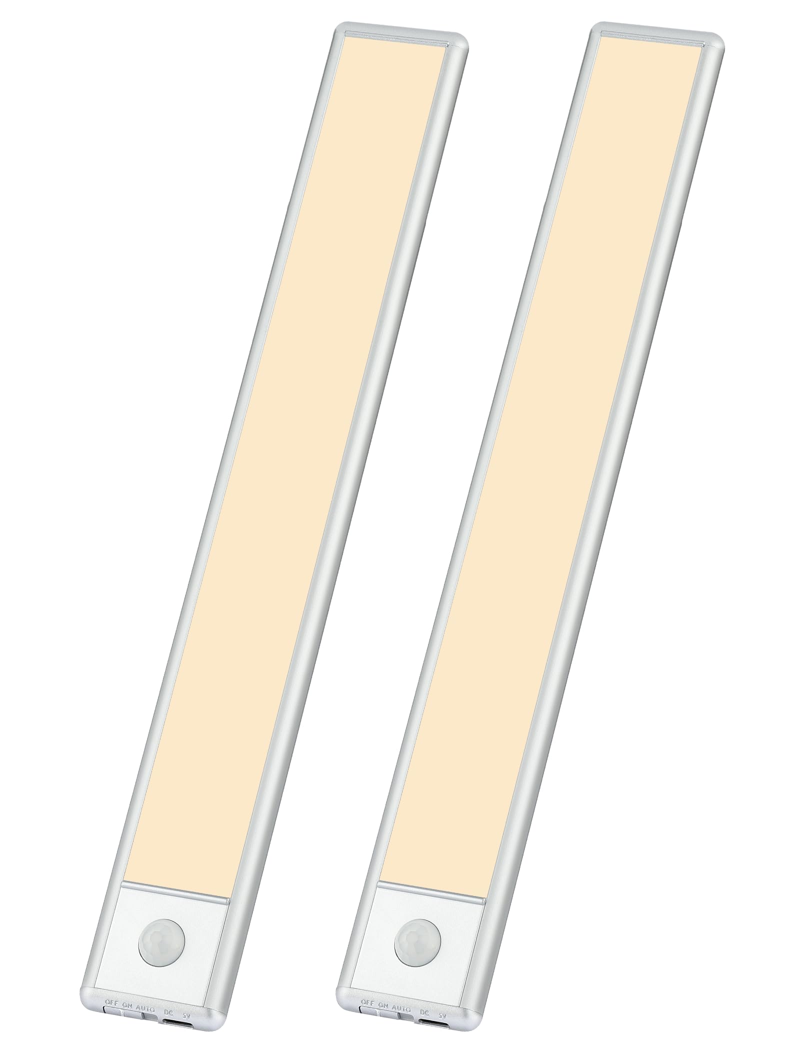 YLXS 51-LED Motion Sensor Under Cabinet Lights, Magnetic Rechargeable Counter Closet Wireless Night Light Bar 12 inch, for Kitchen Wardrobe Cupboard Stairs Bedroom, 2-Pack, Warm White (T081)