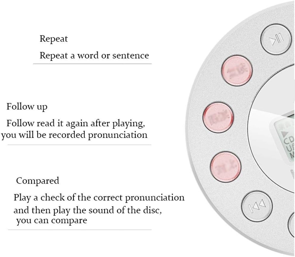 Portable CD Player Boombox with 3.5mm AUX Input Headphone Jack LCD Display CD Player Repeater USB Charging Mini MP3 Player (Color : White)