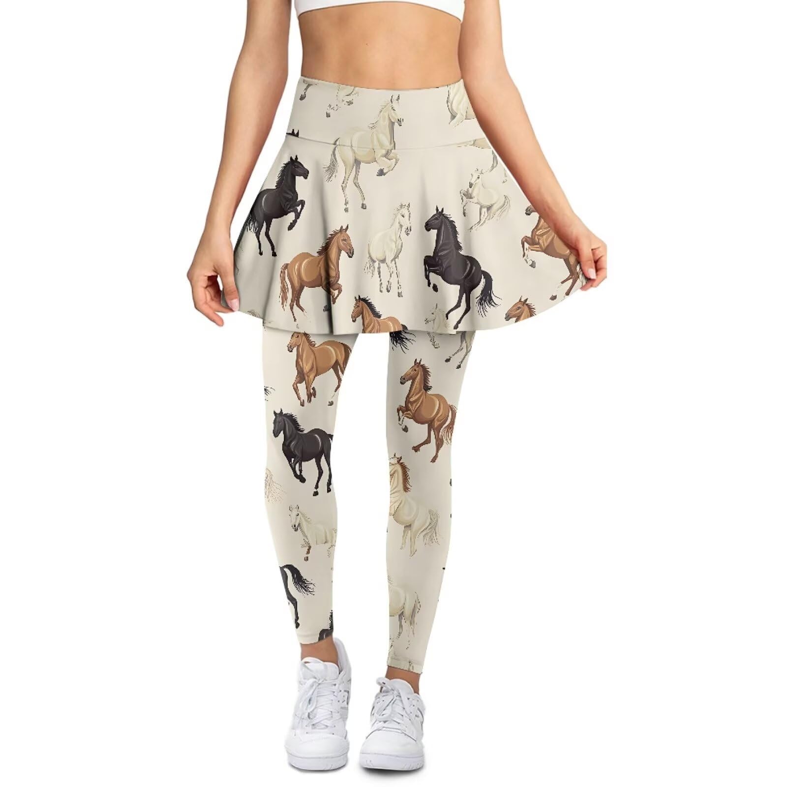 WHUVUMFY Tennis Skirted Leggings with Pockets for Women Comfortable Active Skort Athletic Skirt with Leggings Plus Size