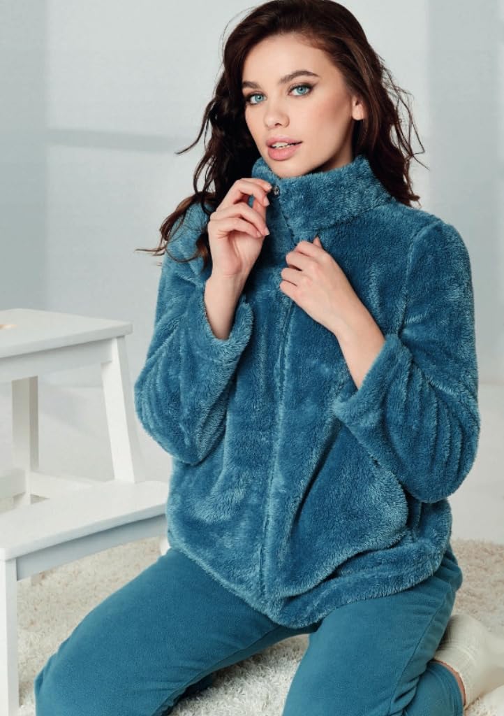 Infiore Pyjama femme polaire effet corail – pyjama femme polaire douce – pyjama femme hiver – pyjama femme corail – pyjama femme molletonné boutons