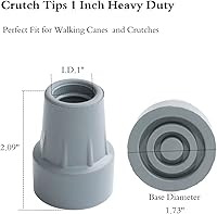 Vista 1 de Puntas de muletas de 1 pulgada de repuesto resistentes para bastones mayores, muletas y bastones para caminar (gris, paquete de 2) Puntas de muletas