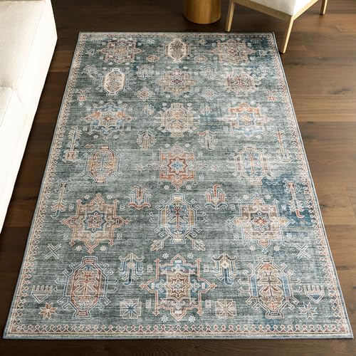nuLOOM 8' x 10' Machine Washable Area Rug with Waterproof Spill Proof Surface, Non Slip Backing and Stain Resistant for Living Room, Bedroom, Kitchen, Dining Room, Philomena Green