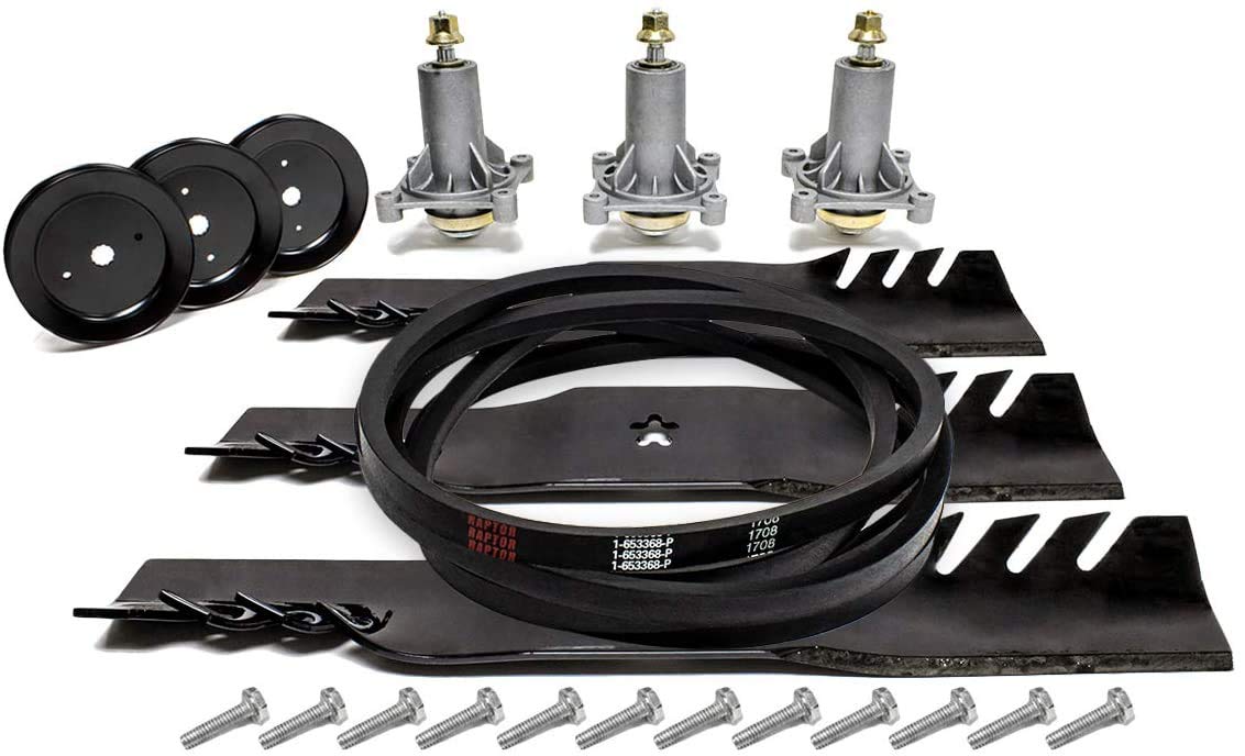 EPR Rebuild Kit Spindles Mulching Blades Pulleys Belt for Husqvarna 54 Inch RZ5424 187292 532187254 539114557