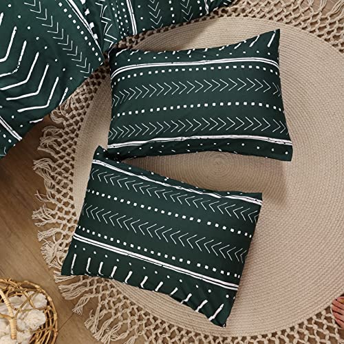 Smoofy Aztec Emerald Green Comforters Queen Size, Folkloric Art Pattern Boho Aztec Bohemian Bedding Sets With Soft Microfiber Fill Bedding, 1 Comforter 2 Pillowcases #TOP5
