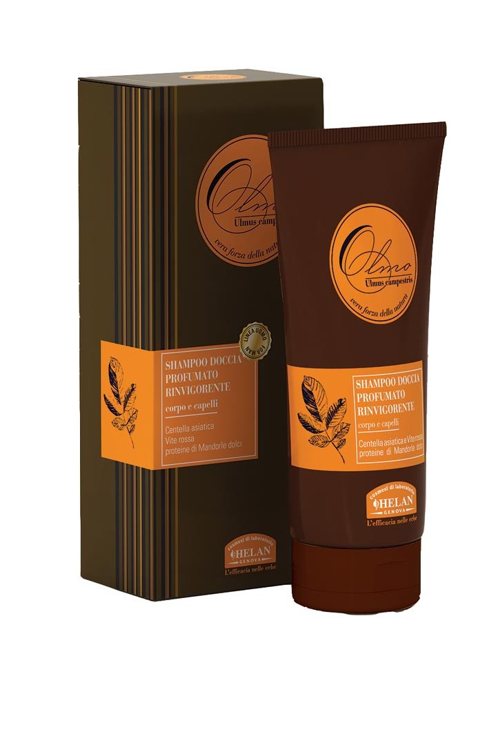 Helan Shower Gel & Shampoo, 200 ml, Personal Care, Made in Italy with Centella Asiatica, Red Vine extracts, and Sweet Almond Proteins