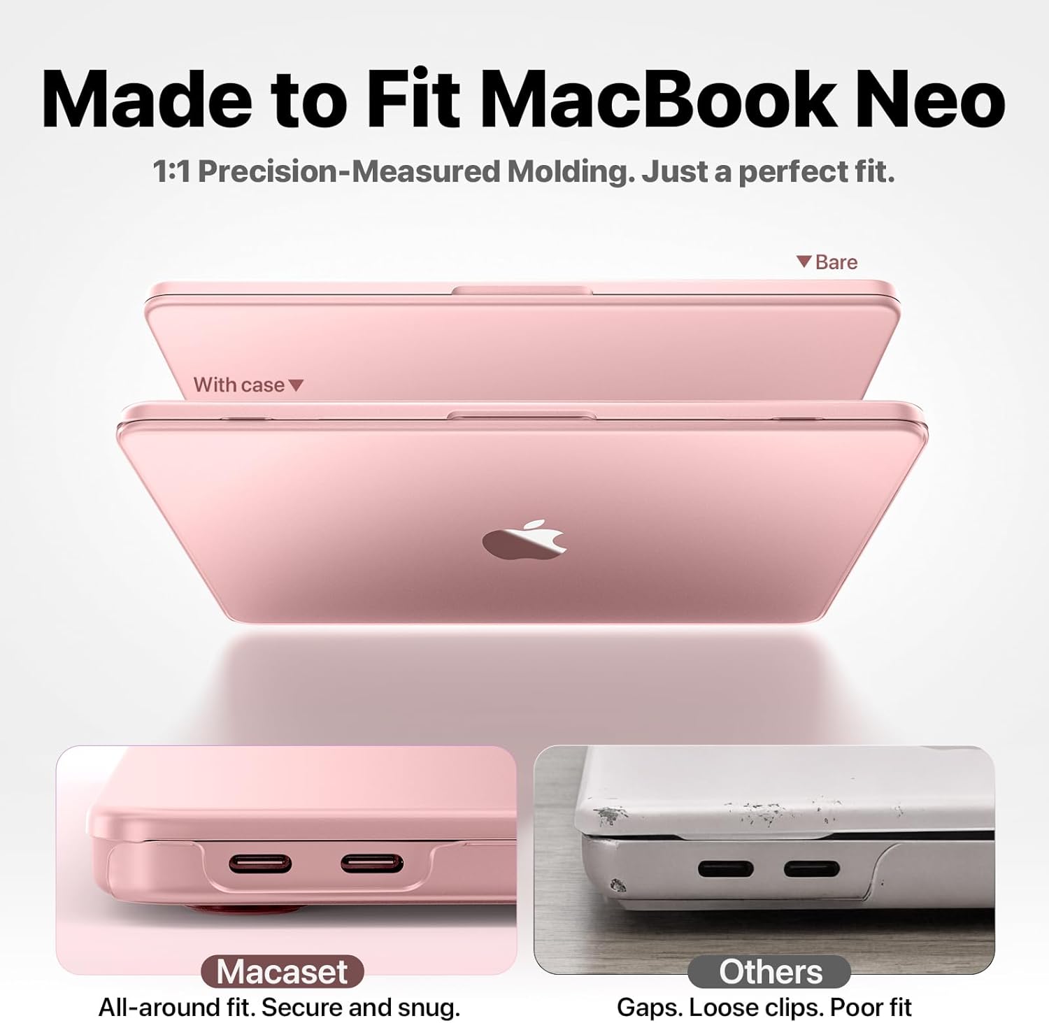 for MacBook Neo Case 13 inch 2026 | Scratch & Fingerprint Resistant 100% Match Official Color | Matte Hard Shell Pink Cover for A3404 - Blush Clear