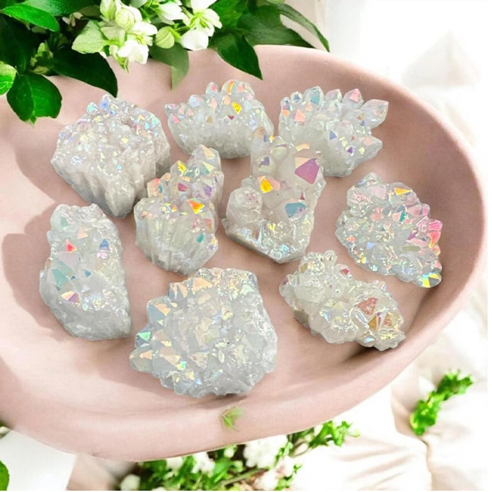Natürlicher Angel-Aura-AB-Quarzcluster, Regenbogen-Geode