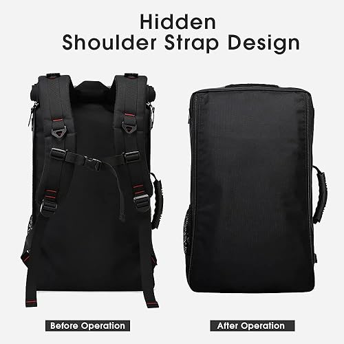 Miniatura 4 de KAKA Mochila de viaje, bolsa de mano resistente al agua, aprobada para fines de semana, mochila de lona para hombres y mujeres, Negro (parte