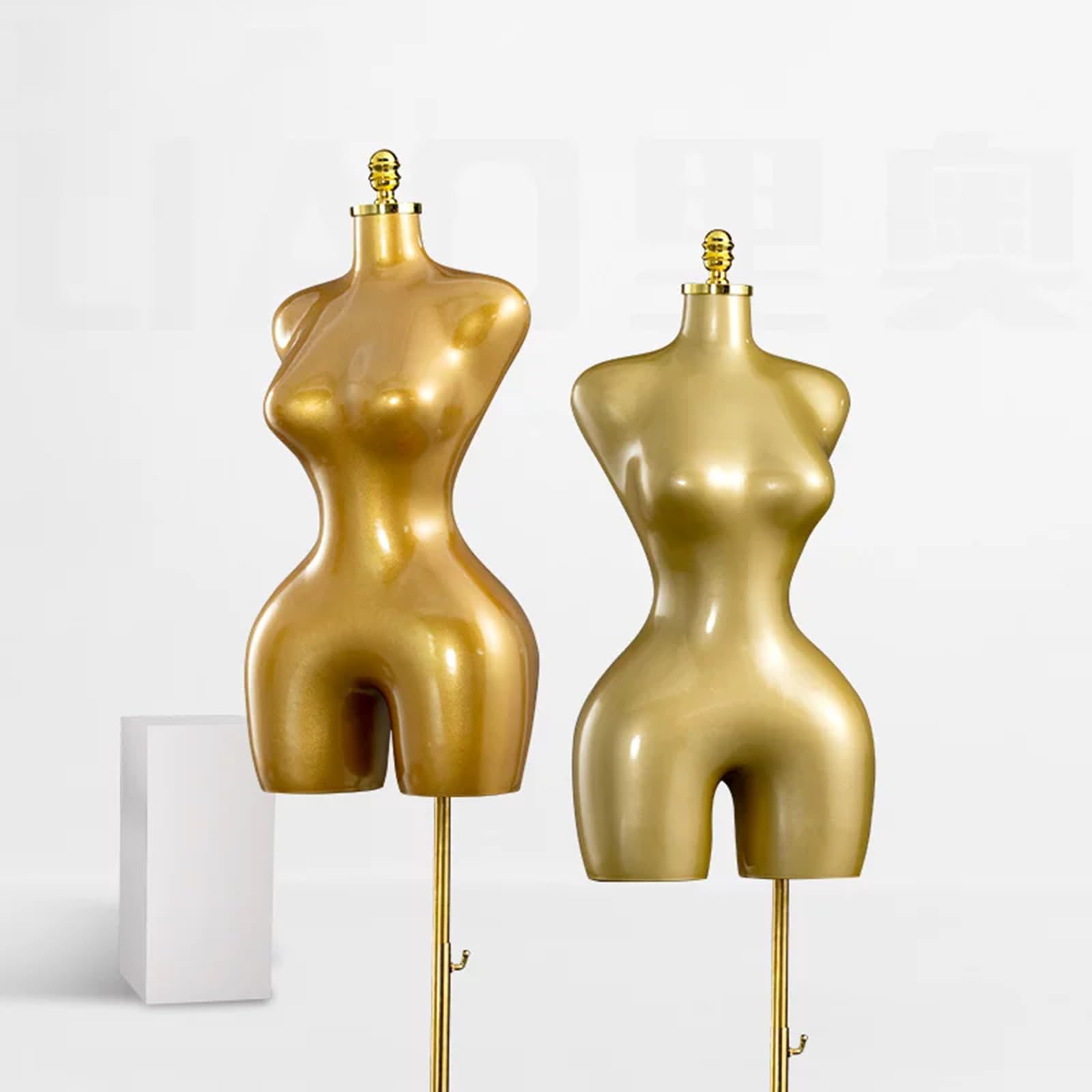 Maniquí Mujer Dorado Torso, con Base Metálica Ajustable, para Lencería, Trajes De Baño, Escaparates Boutique Y Fotografía(A)
