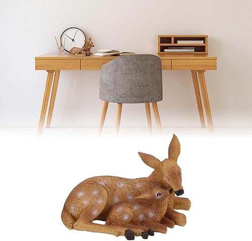 Miniatura 5 de Estatuilla de ciervo Material de resina Estatua de ciervo pintada a mano Juguetes Figura de escritorio para decoración de escritorio del hogar