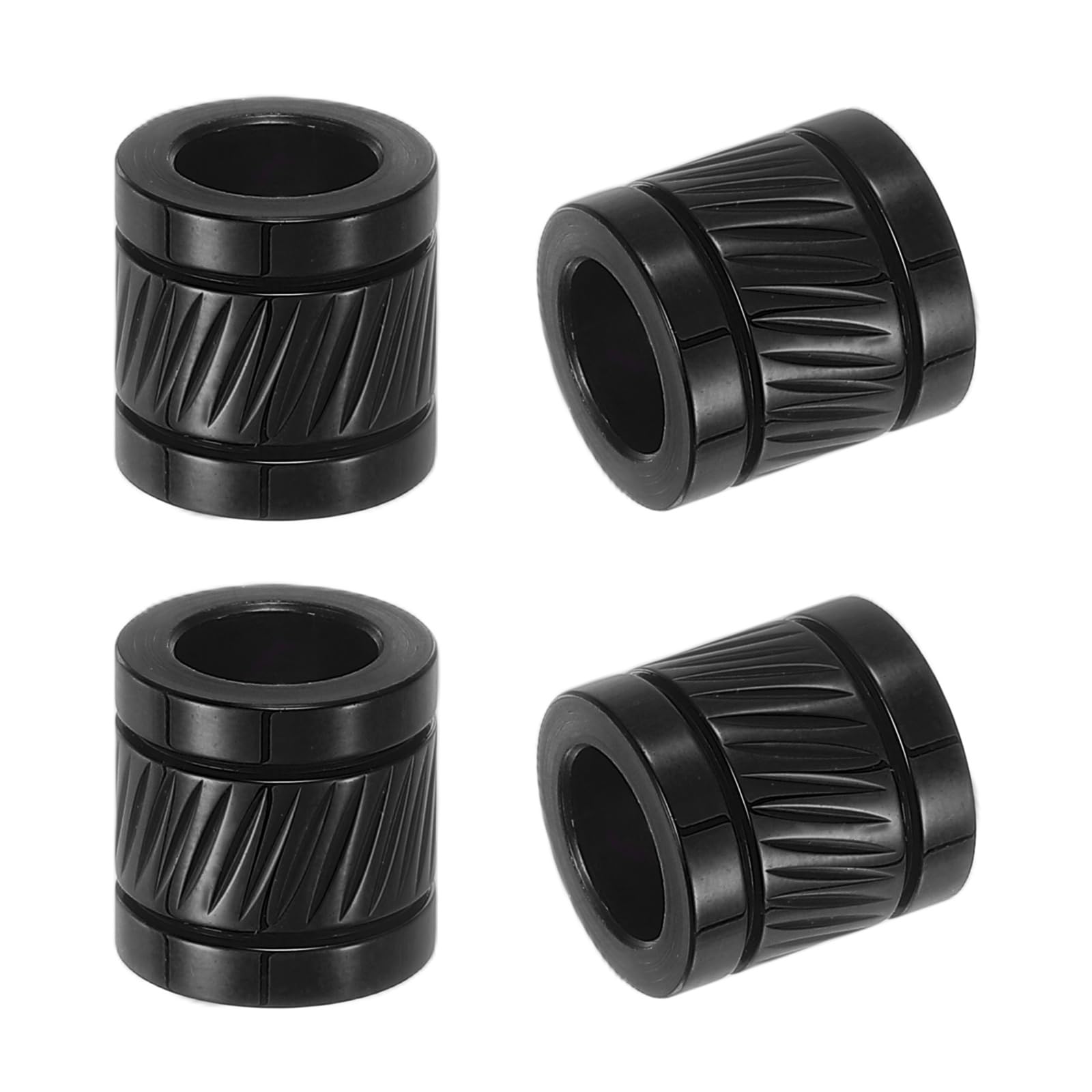 PATIKIL Stainless Steel Paracord Beads, 4pcs Grooved Tube Loose Column Spacer Beads 6mm Large Hole for DIY Bracelet Necklace Jewelry Making, Black