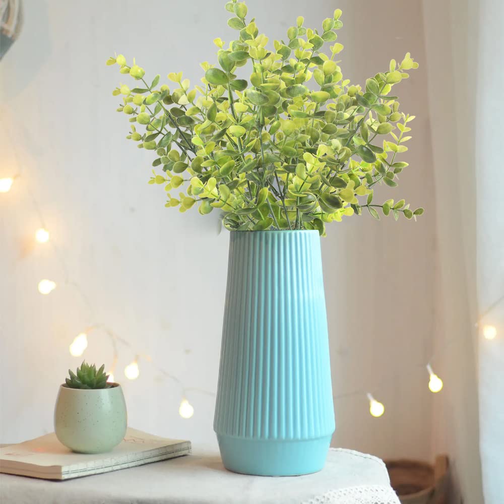 homEdge Künstlicher Eukalyptus-Plektrum, 6 Bündel, UV-beständig, künstliches Bouguet für Dekoration