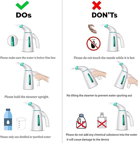 Miniatura 4 de OGHom Vaporizador para ropa, vaporizador de ropa portátil, vaporizador de mano para ropa, plancha de vapor para el hogar y los viajes, 8.5 fl oz