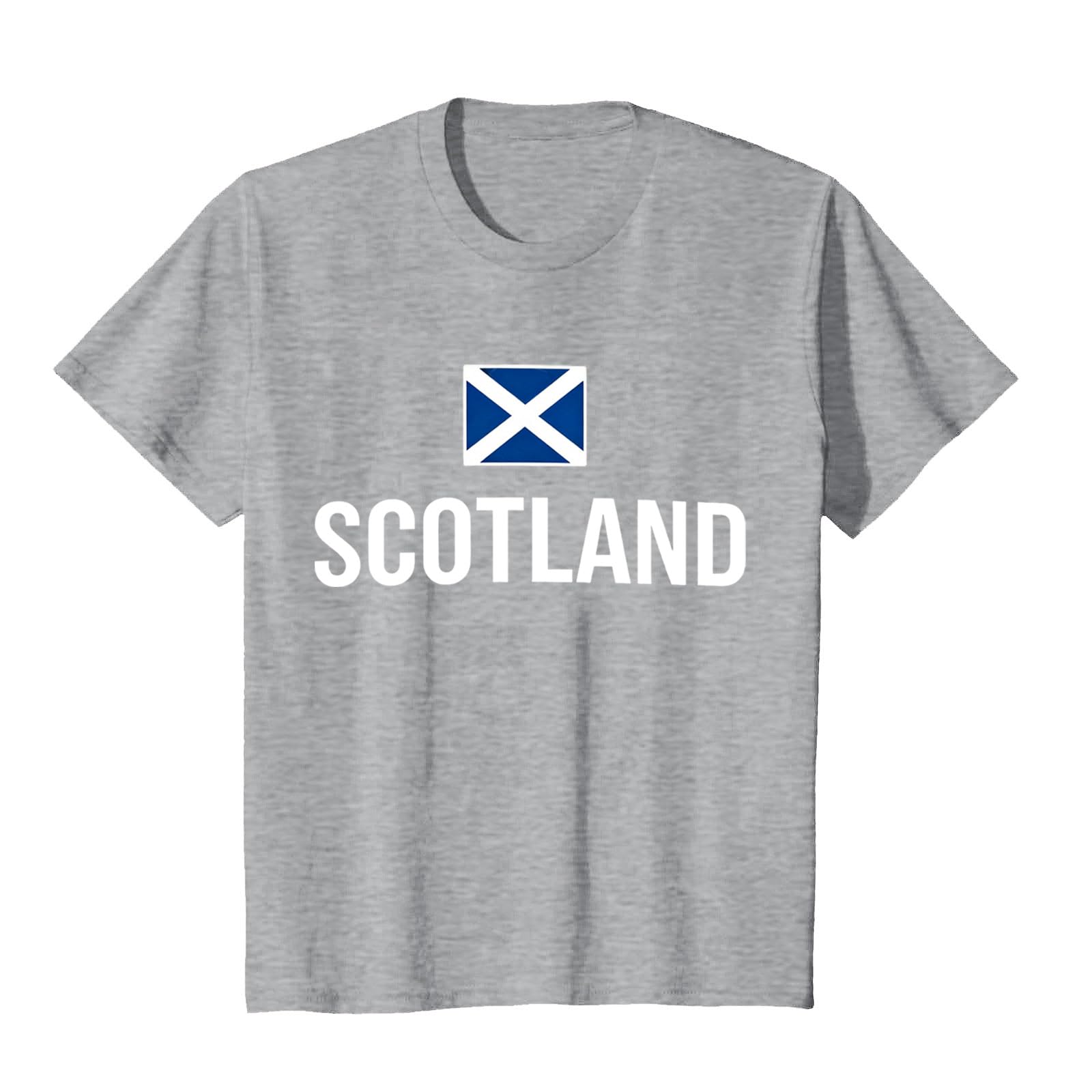 Scotland Football T Shirt Unisex Scottish Flag Short Sleeve Crew Neck Funny – Men Women Football Fans (D-Grey, XXL) — image 1
