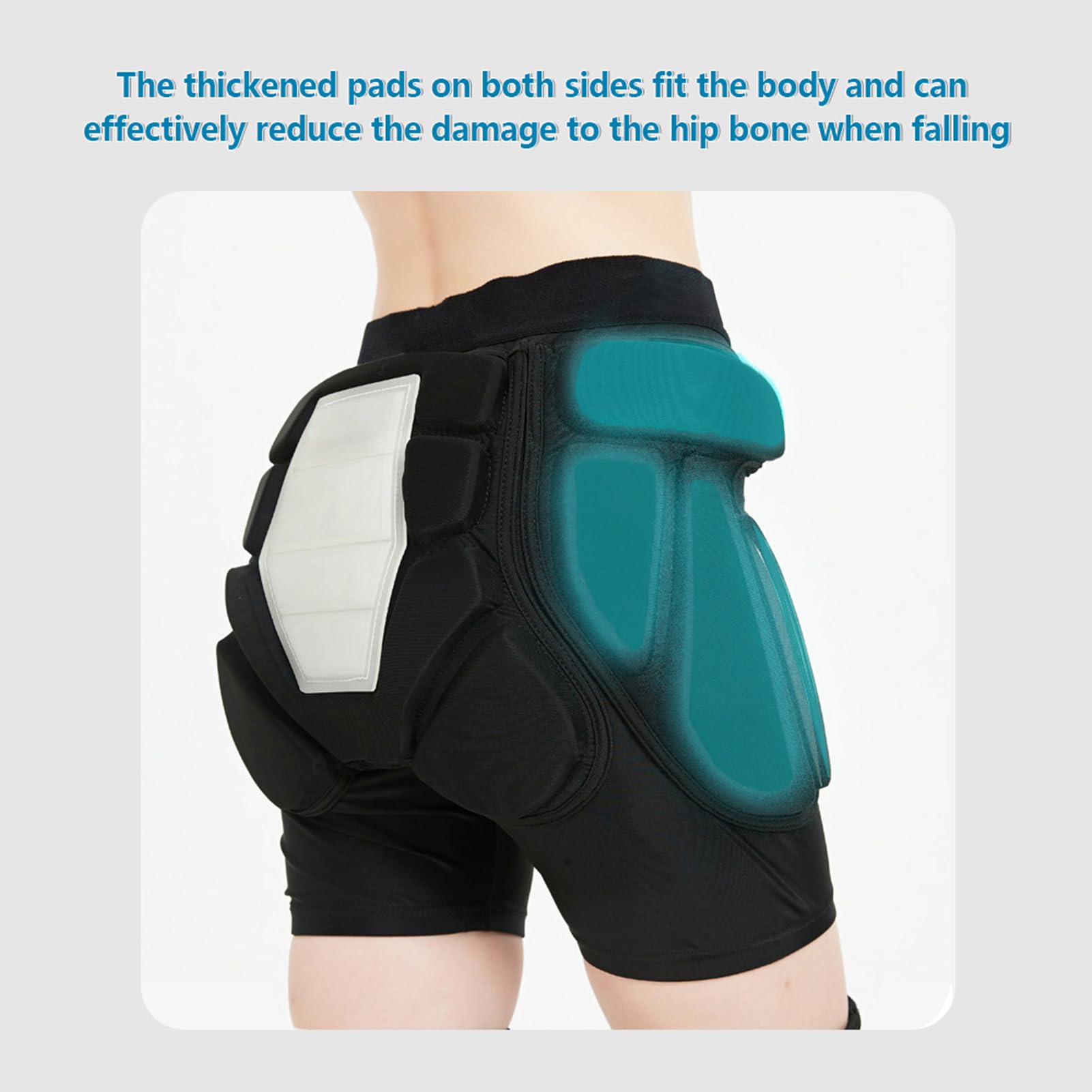 Short de Protection rembourré 3D avec Coussinet de Fesses en Silicone EVA pour Le Snowboard et Le Patinage