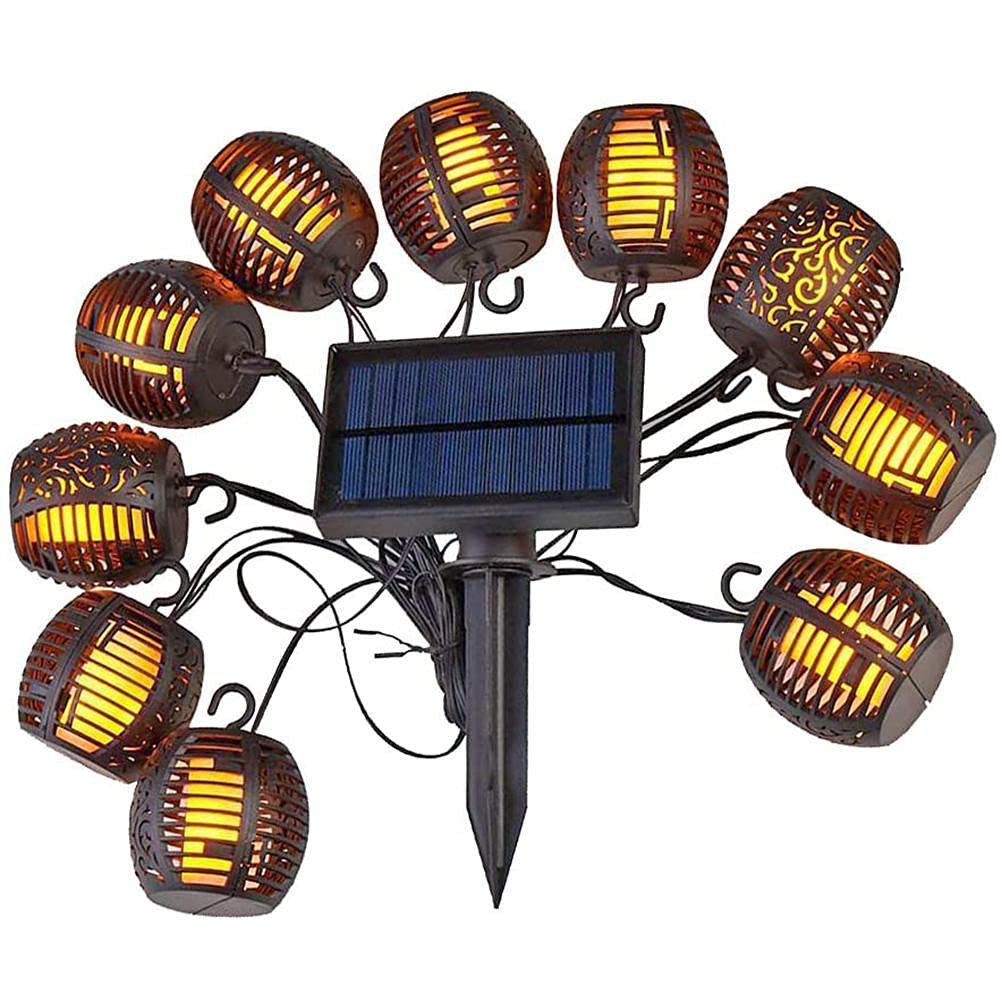 ZJchao Guirlande lumineuse solaire à LED, Guirlande Lumineuse Suspendue Rétro Sûre avec Lueur Douce Lampe Féerique à Boule de Flamme à énergie Solaire pour Jardin Terrasse Balcon Mariage Noël