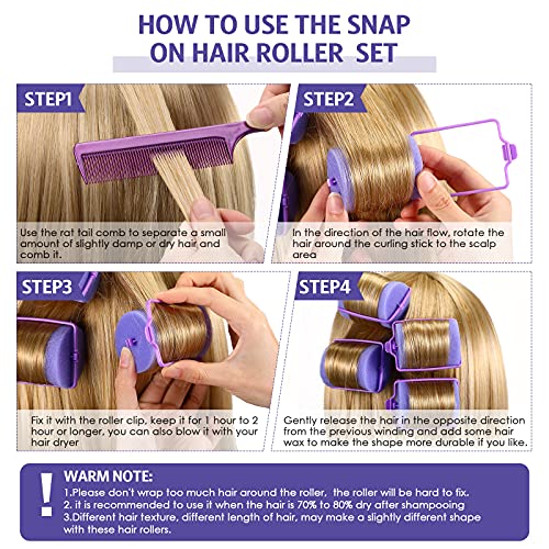 12 Pieces Foam Sponge Hair Rollers, 1.89 Inch/ 4.8 Cm Soft Sleeping Hair Curler Flexible Hair Styling Sponge Curler And Stainless Steel Rat Tail Comb Pintail Comb For Hair Styling (Purple) #TOP3