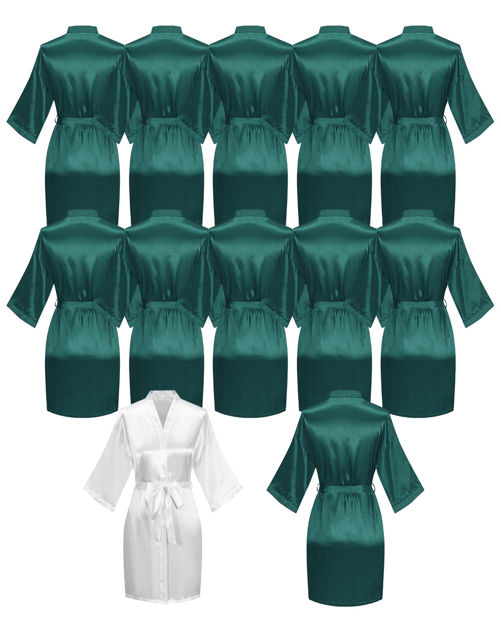 goodmansam 12 Pcs Silky Satin Kimono Robes Bride Bridesmaid Bathrobe for Women Short Sleepwear for Wedding Birthday Party