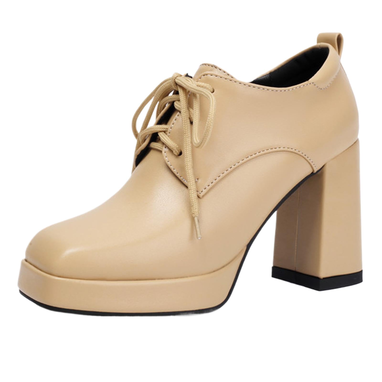 Zapatos de plataforma para mujer, tacón de bloque de 9,5 cm, con puntera cuadrada y plataforma de 2 cm, suela antideslizante para trabajo y noche