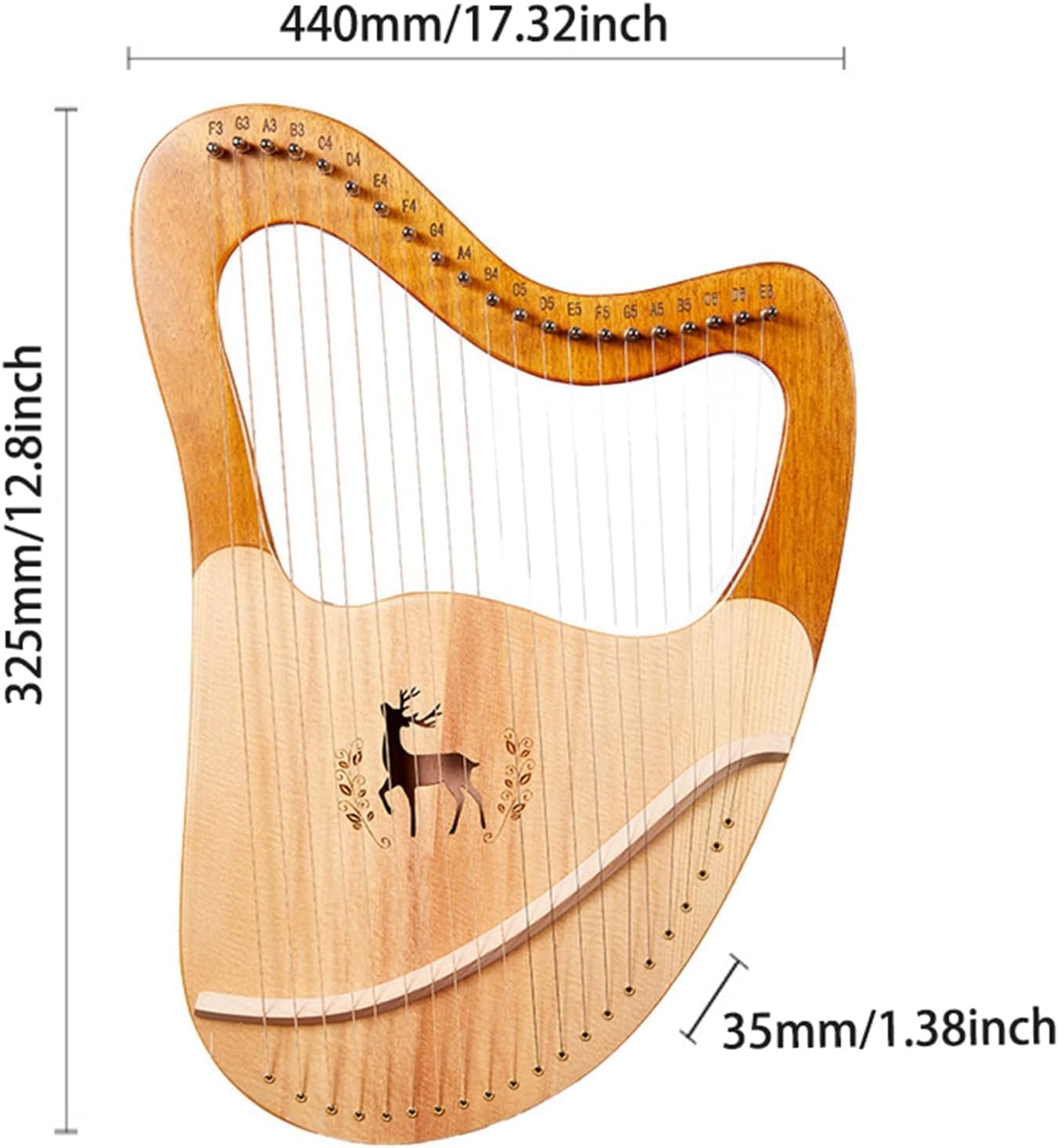 32 Strings Mahogany Wood Lyre Harp with Carry Bag, Tuning Wrench, Spare Strings - Classical Musical Instrument for Music Lovers, Beginners, Kids, Adults & Professionals 5 61UdibCZ28L. AC SL1465