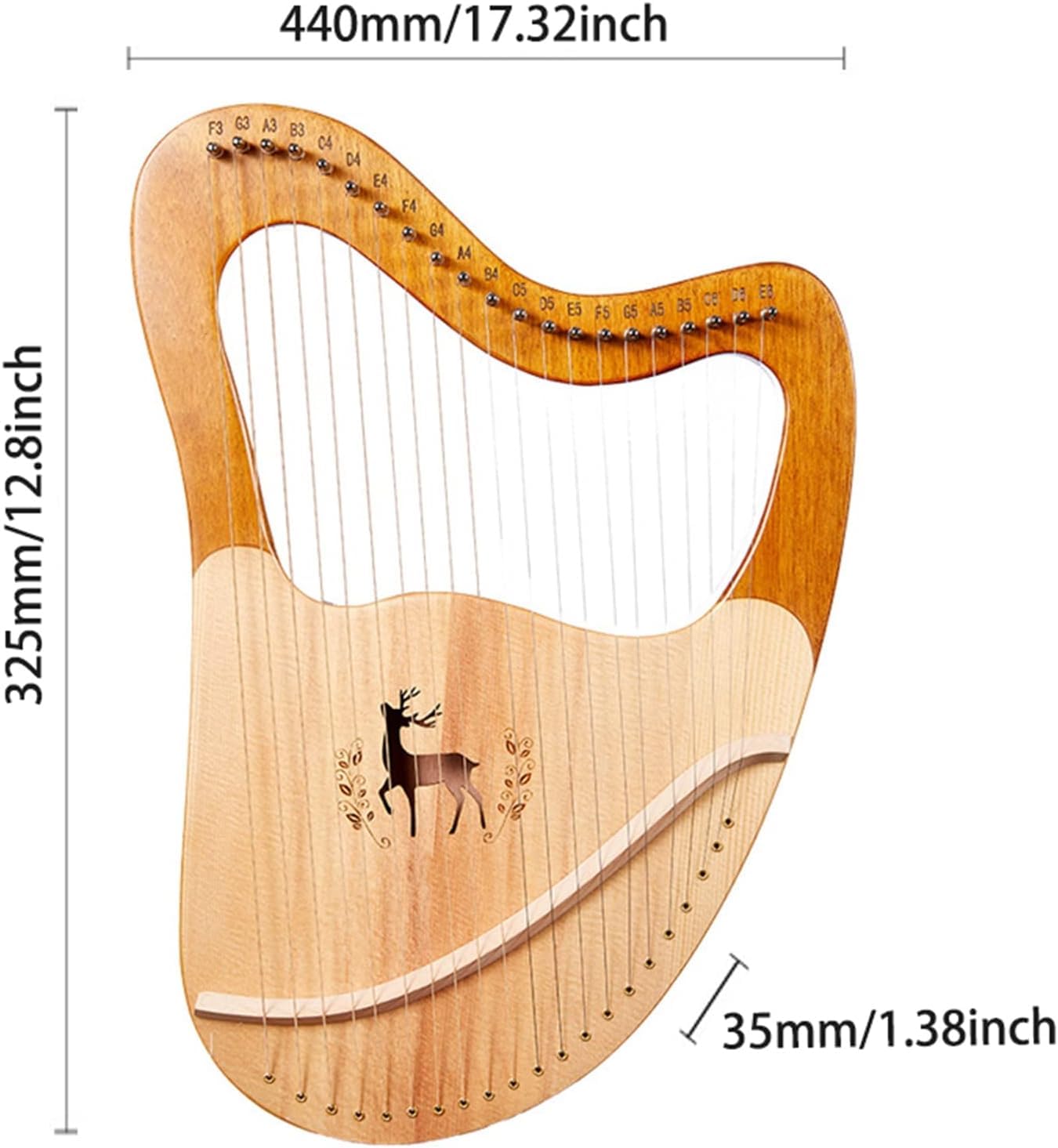 Generico Arpa in Moo, Accordata con Tasti in Carbonio per Pianoforte, Strumento A 24/27/32 Corde, Set Terapeutico per Insegnamento E Performance, Kit di Accessori per Principianti (32 Strings)