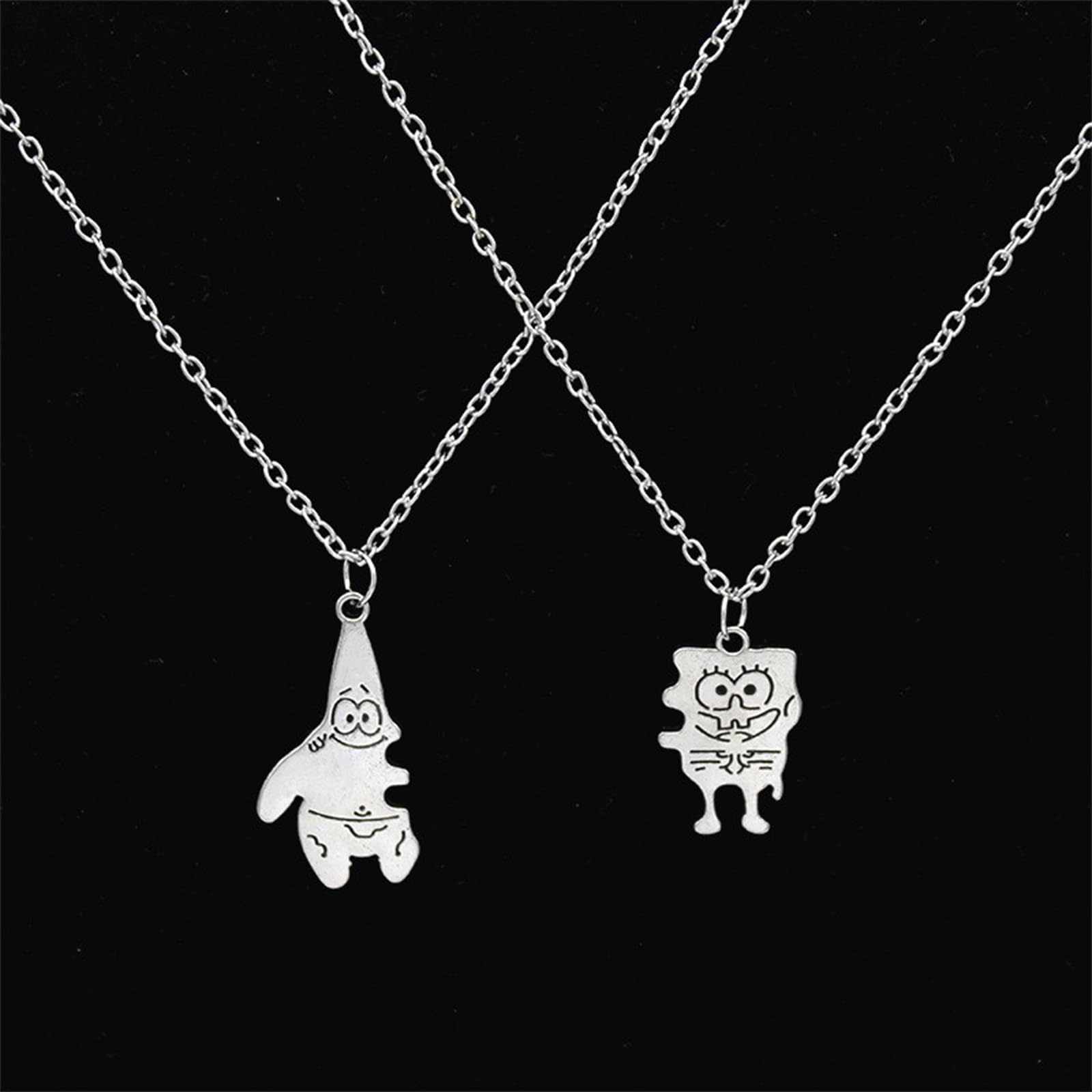 Paar Halskette, 2 Stücke Anime und Pai Starpaar Halskette, Schmuckketten Set, exquisite silberne Patrick Star Pendant , Kawaii Schmuck Junge und Mädchen, Kinder Geschenkgeschenk Freundschaft Kette