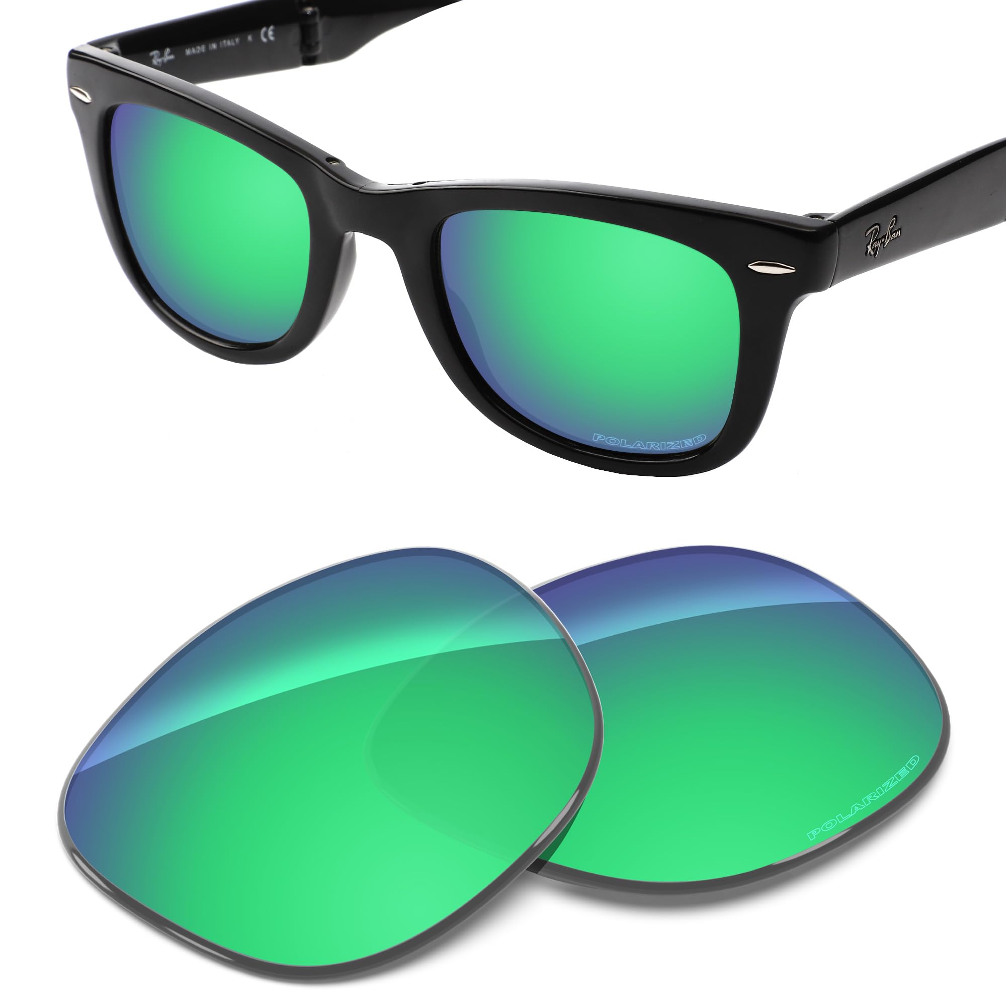 Photo 1 of *MAJOR DAMAGE*
Tintart Performance Replacement Lenses Compatible with RayBan Wayfarer RB4105 50mm Polarized Etched-Emerald Green