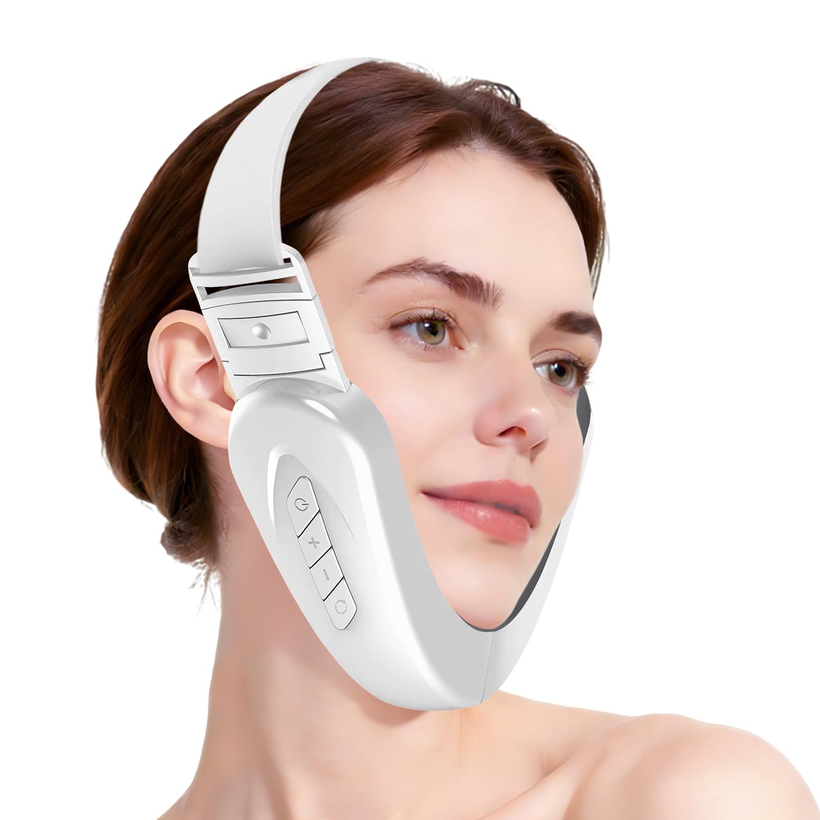 MAOYING Masajeador Eléctrico Moldeador Facial en V + 2 Pares de Almohadillas de Gel, Dispositivo Anti-Arrugas Cuello & Reafirmante, TecnologÃa EMS de Microcorriente Mejorada, 6 Modos Reafirmantes