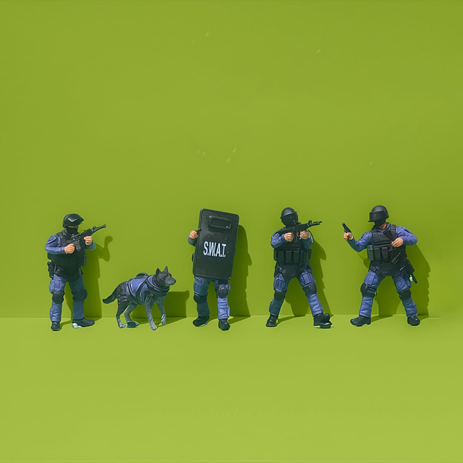 Soldatini Swat 1/64 Per Scenografie Diorami,Con Cane