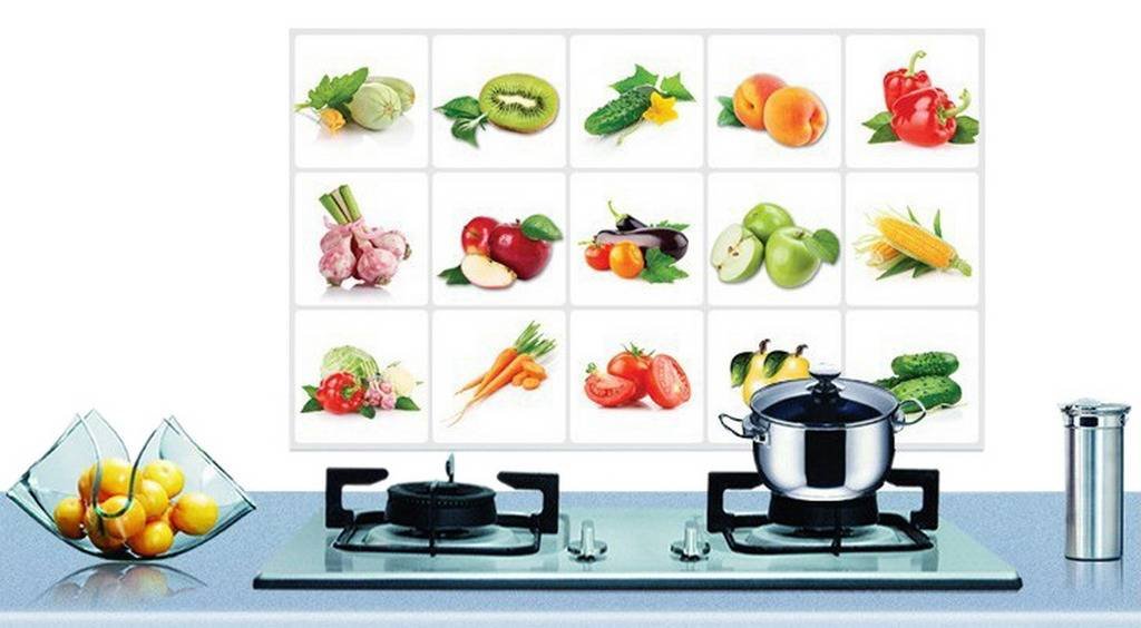 Jixin4you 45x75cm Fruit Vegetable Self-Adhesive High Temperature Resistant Oil-Proof Wall Tile Stickers