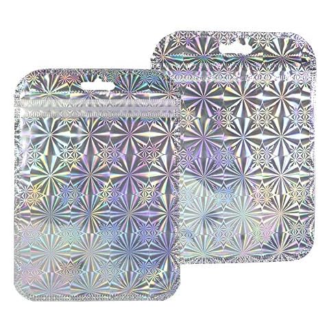QQ Studio Round Top Foil Zip Closure Packaging Bag w/Hanghole (100PCS) (Shiny Silver Circle Pattern, 10cm x 15cm (4.0"x6.0")) Cover