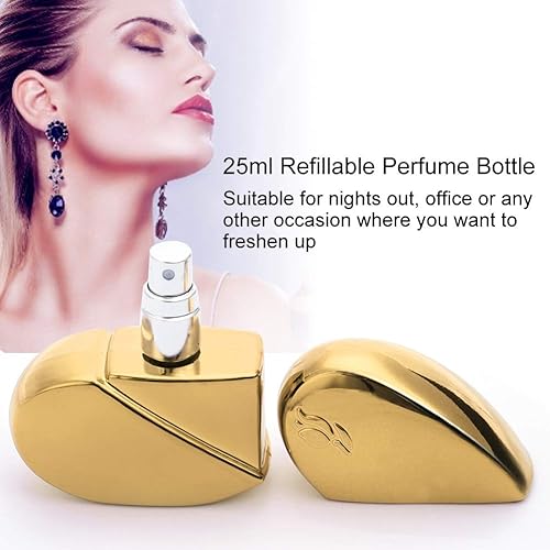 Miniatura 3 de FILFEEL Botellas de perfume en forma de corazón con atomizador de perfume vacío recargable en aerosol para mujeres, 0.8 fl oz (dorado)
