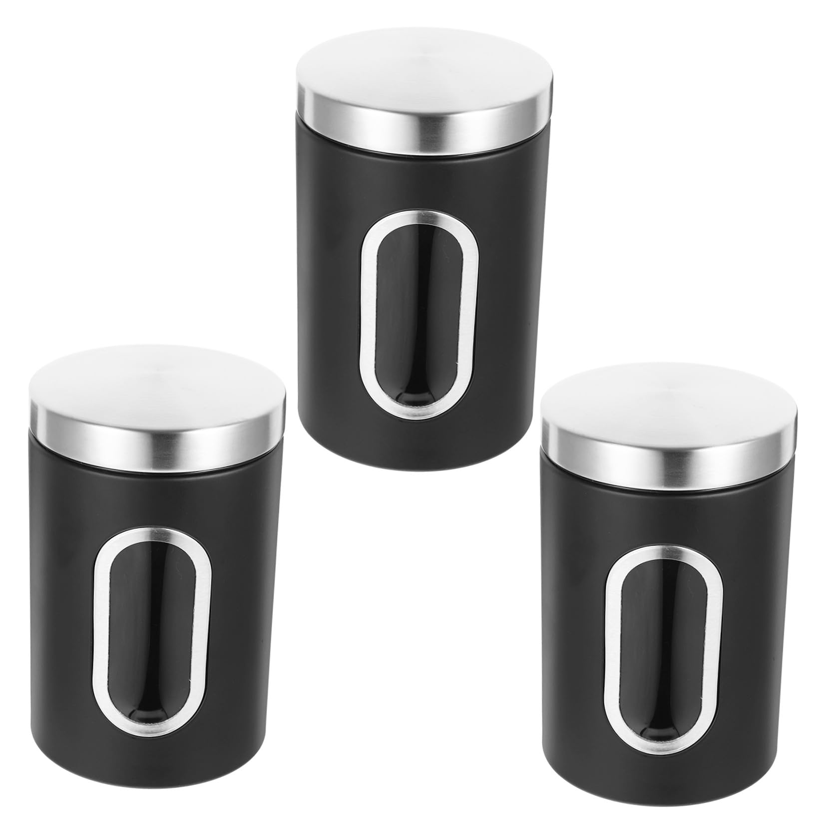 3 pezzi Barattoli da Cucina in Acciaio con Ermetico Contenitori Sigillati per Caffè e Spezie Design Compatto e Trasparente per Conservazione e Ordinata