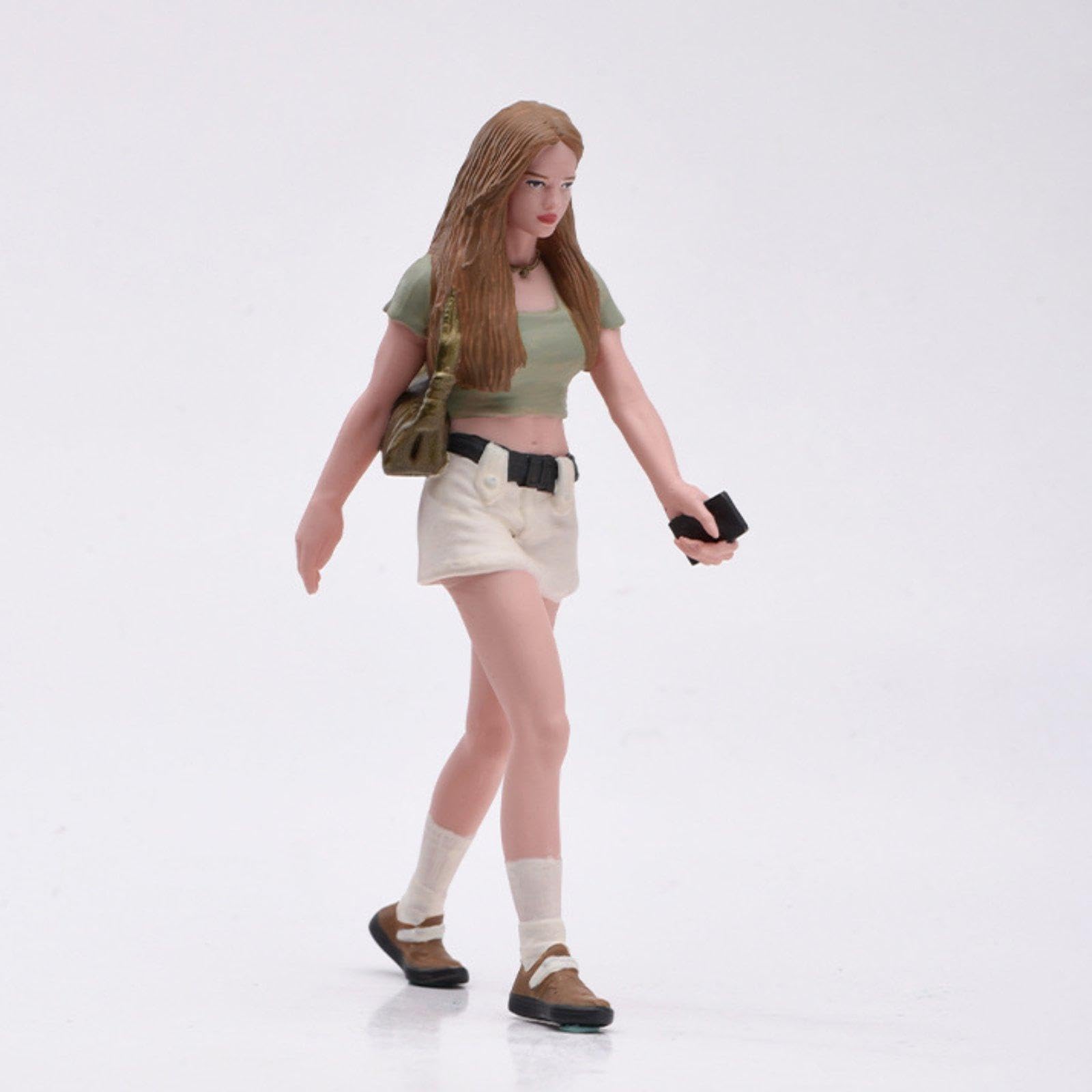 Gralara 1/18 Figur aus Kunstharz, Mädchen beim Zugfahren, Architekturdekoration, Mikrolandschaftsgestaltung, detailreich handbemalt
