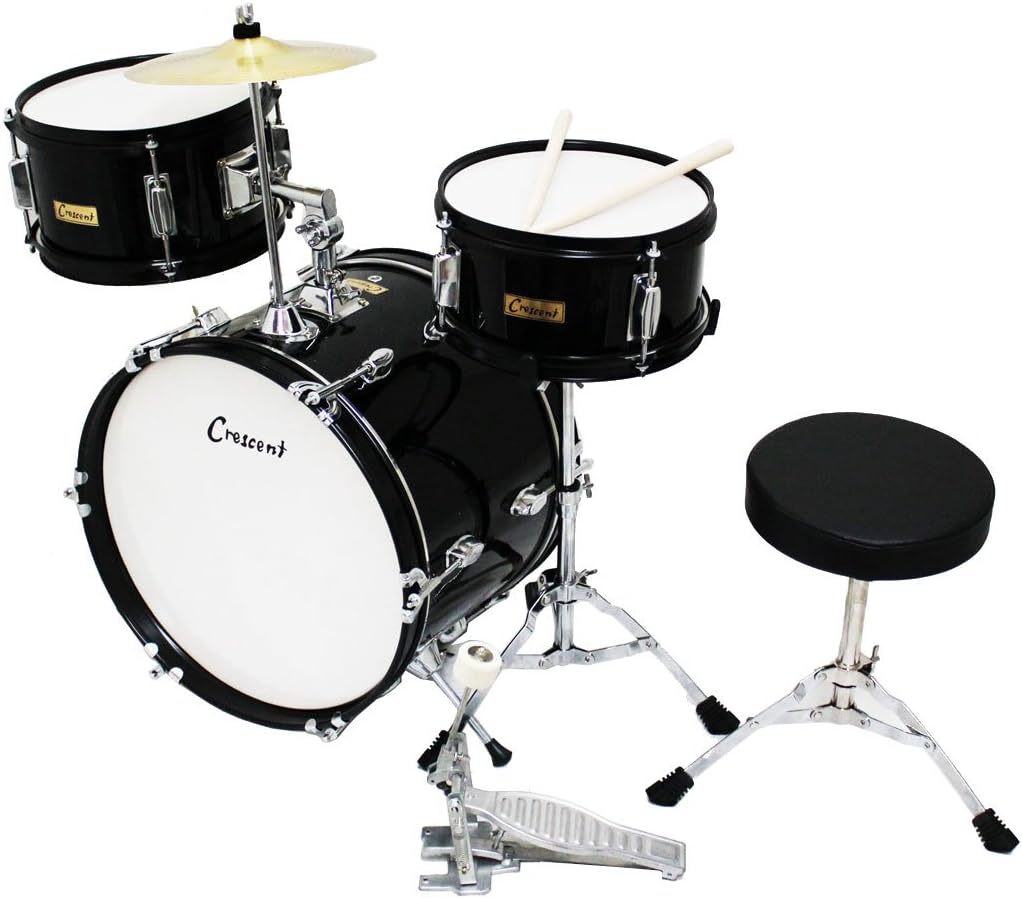 Crescent 3 Piece Junior Children's/Kids *BLACK Drum Set DJ16 (for 3 to 8 yrs)
