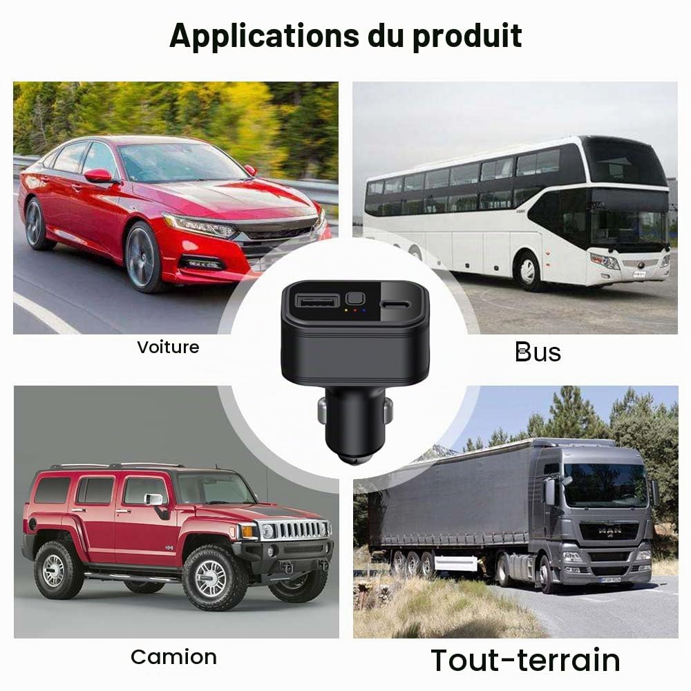 Zeerkeer Traceur GPS 4G LTE sans ABO, Double Allume-Cigare USB, Localisateur GPS de Voiture, Chargeur de Téléphone, Transmetteur de Suivi avec App Gratuite