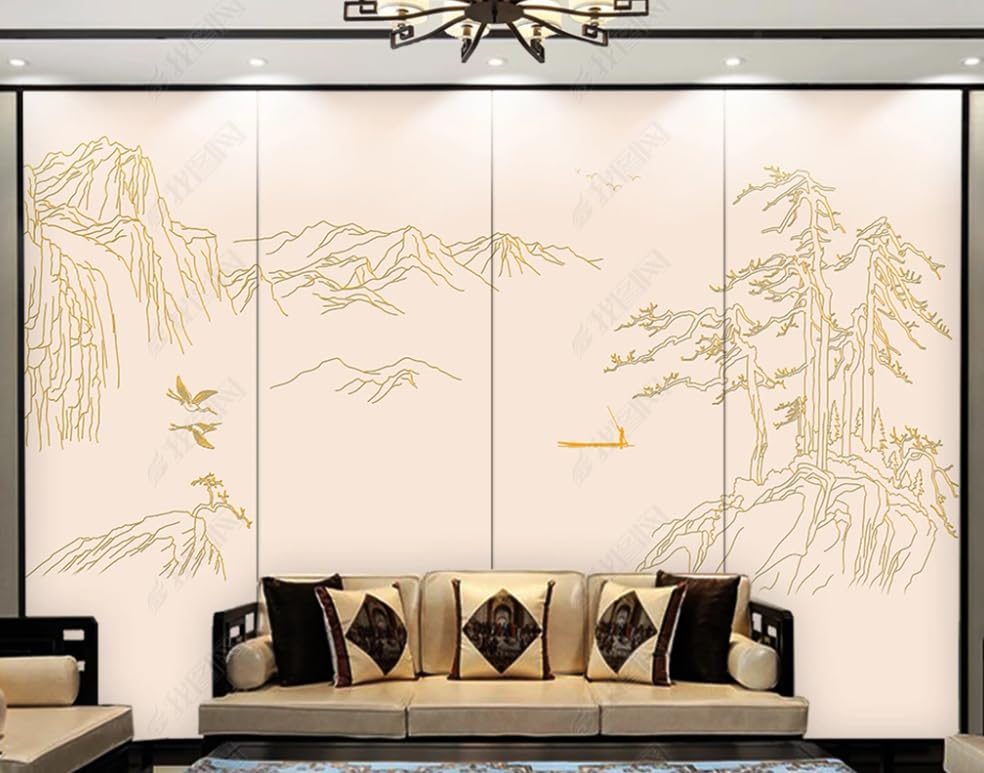 Papier peint intissé lignes dorées pour salon et chambre