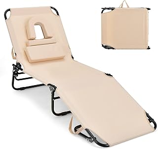 GYMAX Tanning Chair with Face Hole