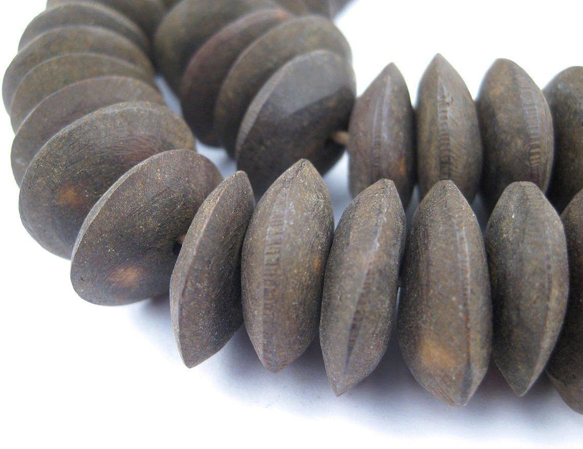 The Bead Chest Matte Brown Bone Beads - Full Strand of Fair Trade African Beads (Saucer, Matte Brown)