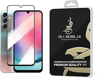 شاشة حماية زجاج 5 دي بتغطية كاملة واطار اسود لموبايل سامسونج جالاكسي A24 من دلع موبايلك