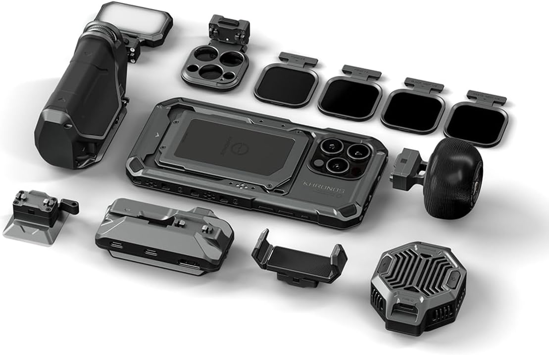 Tilta Khronos Ultimate Kit Compatible with iPhone 15 Pro Max | Cooling System/LED Light/Wooden & PD Focus Handle/SSD Holder Included | TK-IP15-PMD-SG (Space Gray, Pro Max)