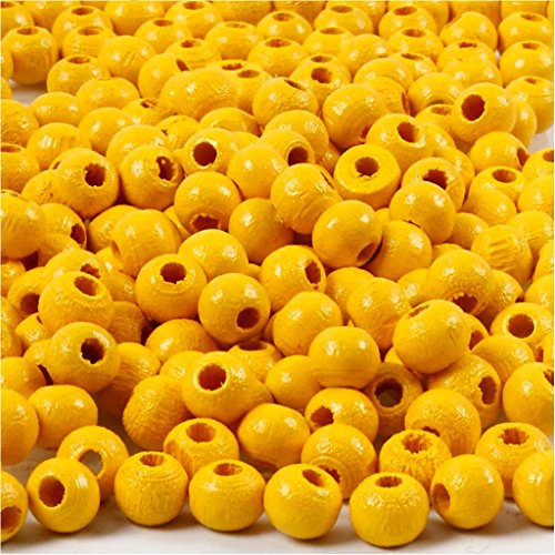 Perline In Legno, D: 5 Mm, Giallo, 6 G, Ca. 180 Pezzi