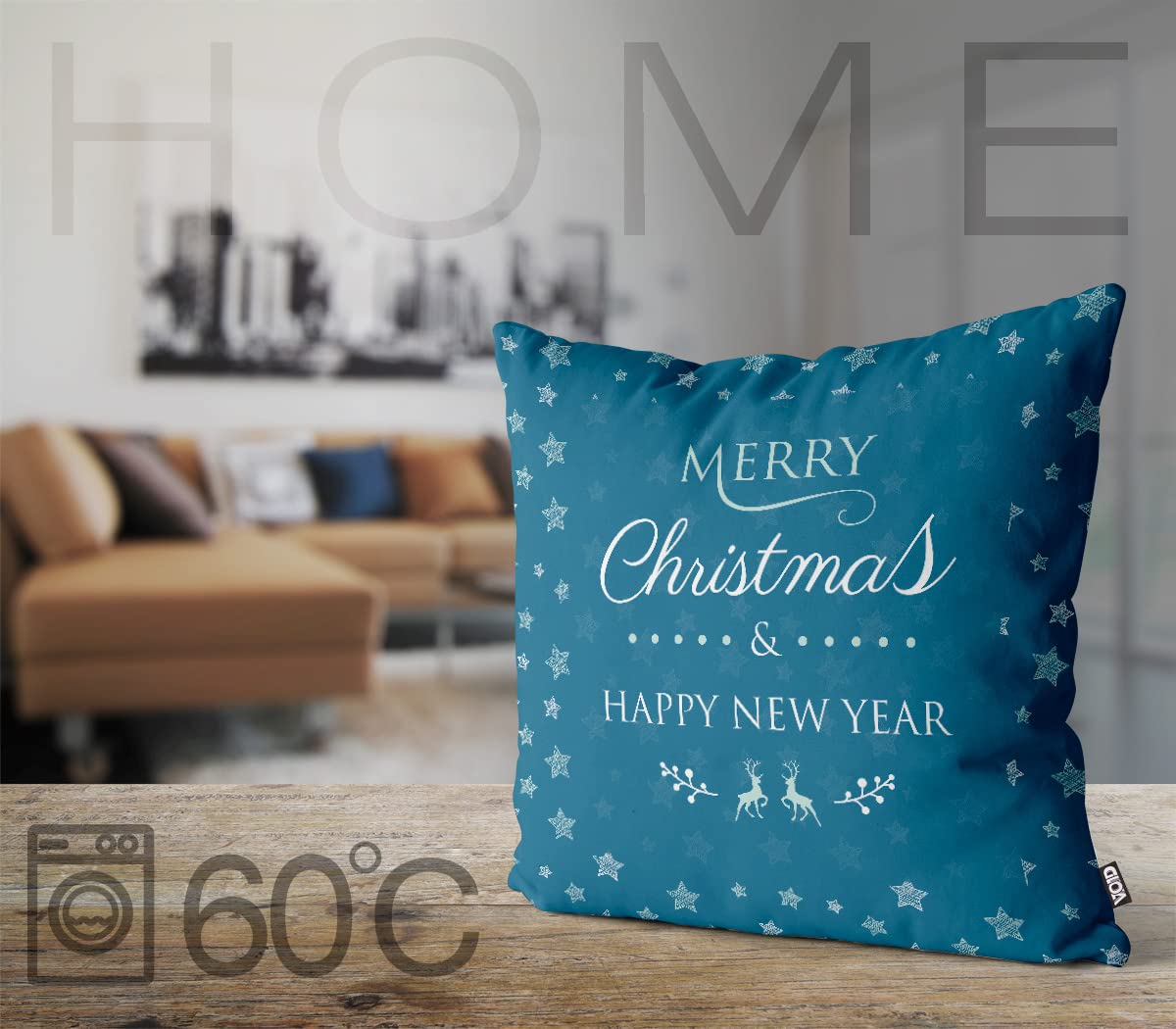 VOID Christmas New Year poszewka na poduszkę na sofę, poduszka dekoracyjna, na Boże Narodzenie, zimę, dekoracja bożonarodzeniowa, wymiary: 80 x 80 cm