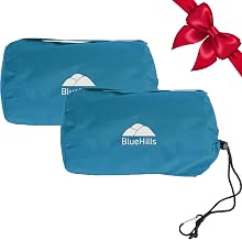 BlueHills Ultra Compact Travel Blankets for Two with Portable Carry Case Case Premium Soft Plush Large Airplane Blankets 2 Pack for Car Plane Train Hotel Layover Peacock -C204-2pk-Teal