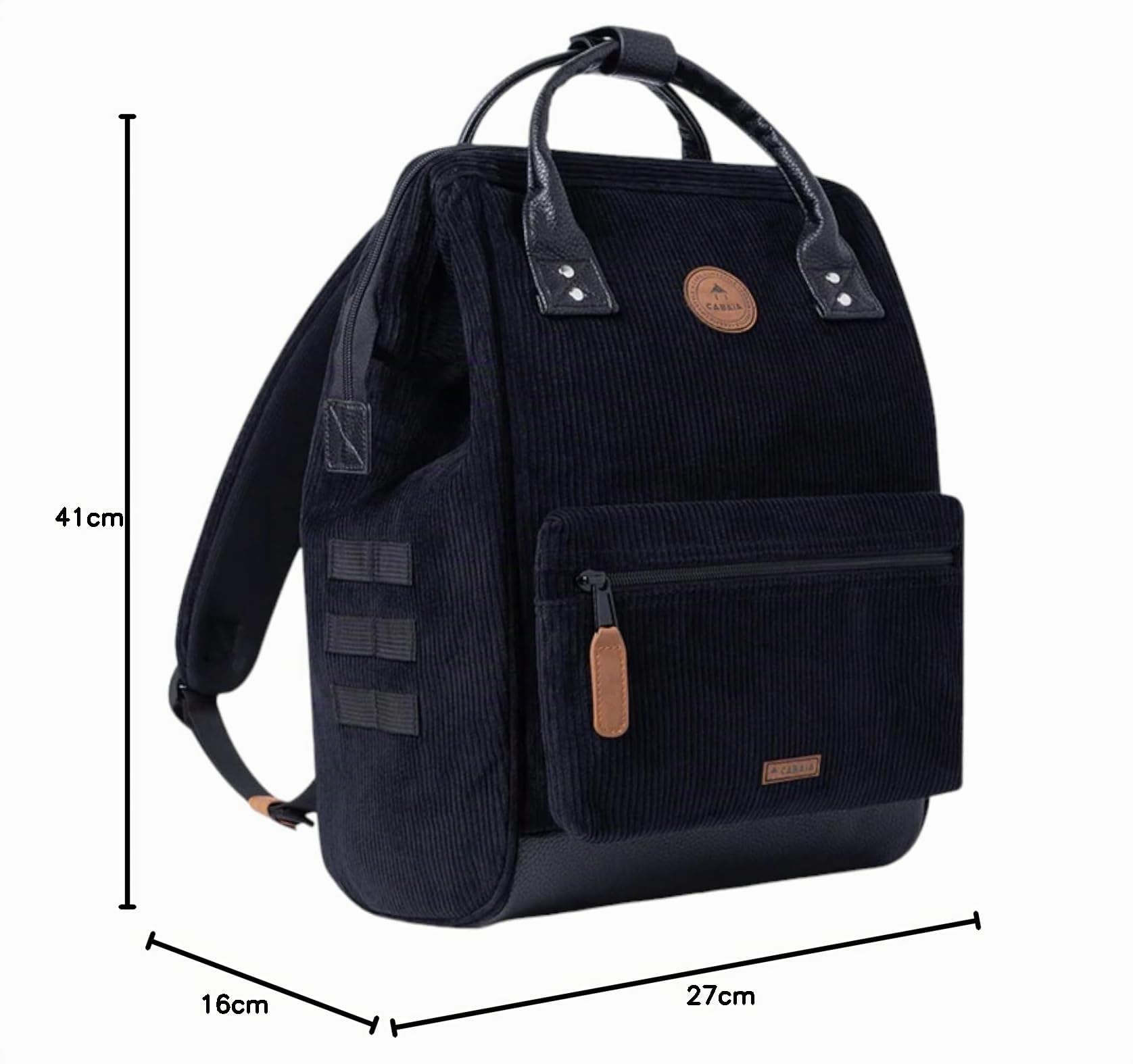 Cabaïa - Zaino Adventurer Brighton - Medium 18L - Idrorepellente - scomparto per PC fino a 13″ - 2 tasche intercambiabili - Vegan certificato - Zaino da viaggio, lavoro e scuola - Nero | Adventurer Collection, lo zaino che si adatta a ogni aspetto della v