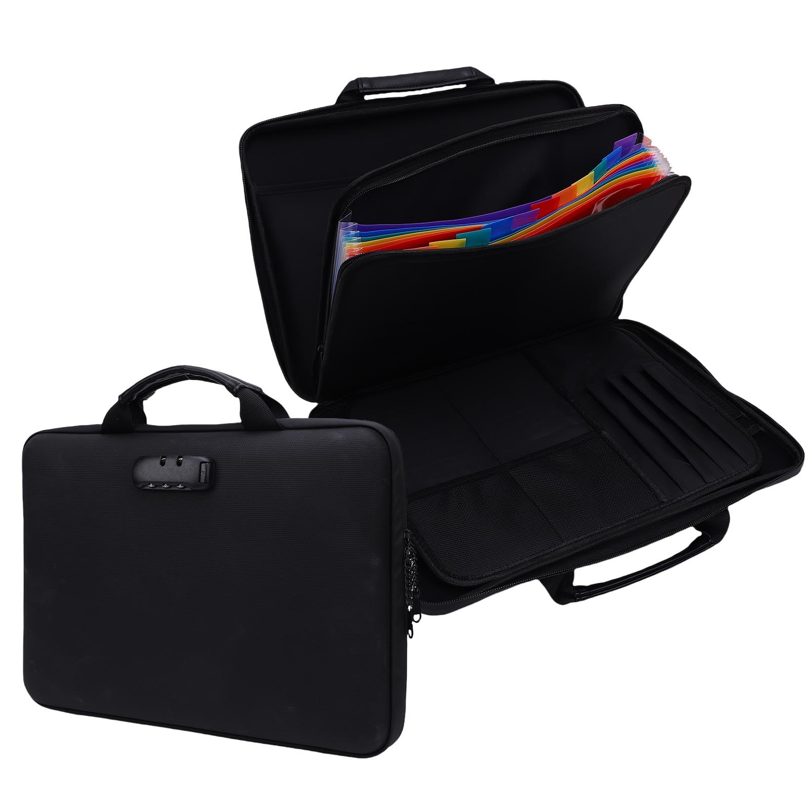 Cartella Portadocumenti Ignifuga con Design a 13 Tasche per L'archiviazione dei Documenti, Scatola Portadocumenti Ignifuga con Serratura per Ufficio e Casa - Panno Composito in Silicone +