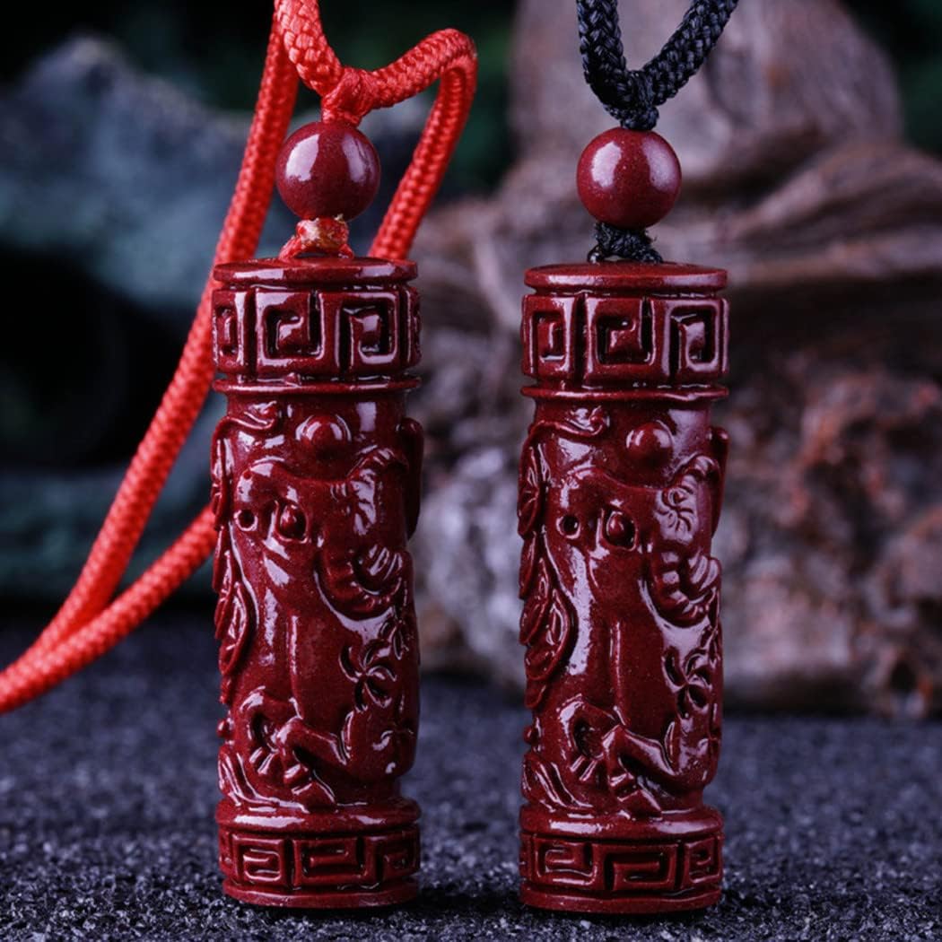 LNNSHX Collane in Argento Sterling, Collana Feng Shui Collana in Pietra di Cristallo cinabro Collana con Ciondolo con Ciondolo con Animali dello Zodiaco Cinese con Collana Lunga con Cordino (Nero)