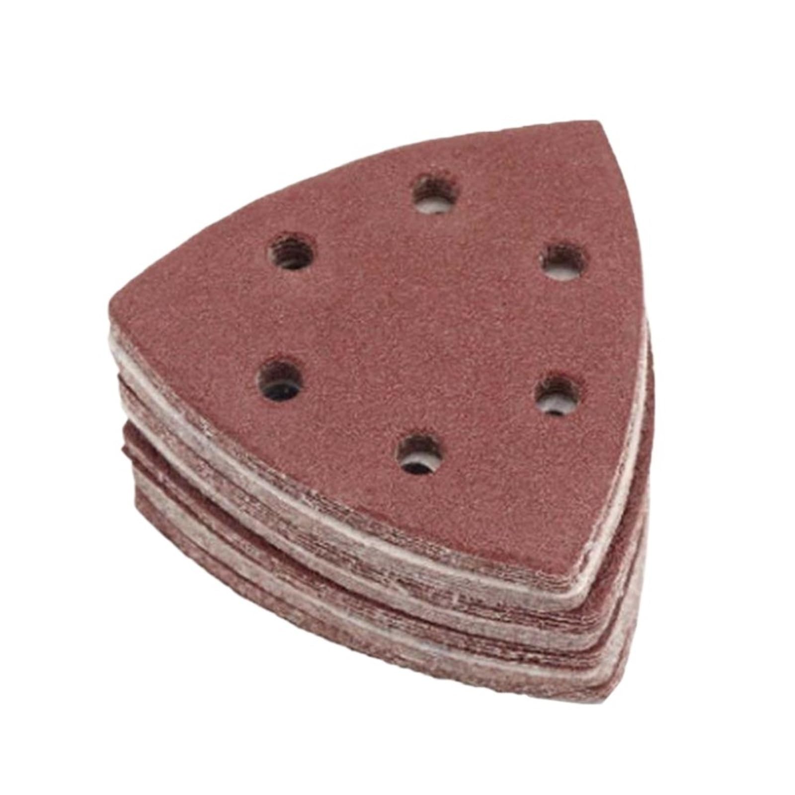 Tarcze szlifierskie, 10 szt. 90x90mm 6-otworowe trójkątne arkusze szlifierskie z haczykiem i pętelką, ziarno 40-400(80 Grit)