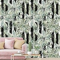 Wall Mural Flowers and Leaves Removable Self-Adhesive Wallpaper Wall Decoration for Bedroom Living Room - 66x96 inches