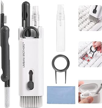 LIMBANI BROTHERS? 7 in 1 Gadget Cleaner kit, Cleaning Kit for Keyboard Airpods MacBook iPad iPhone iPod, Screen Dust Brush Including Soft Sweep, Swipe, Airpod Cleaner Pen, Key Puller and Spray Bottle
